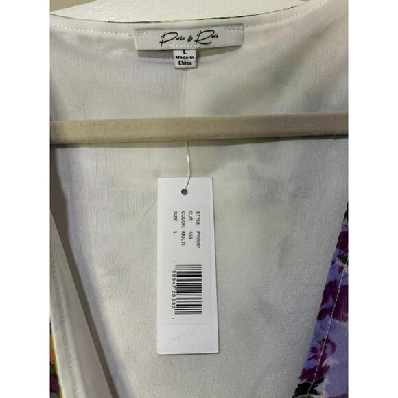 Parker & Rowe Faux Wrap Crystal Youryu Dress Floral Print Size Large NWT Vibrant - Picture 3 of 15